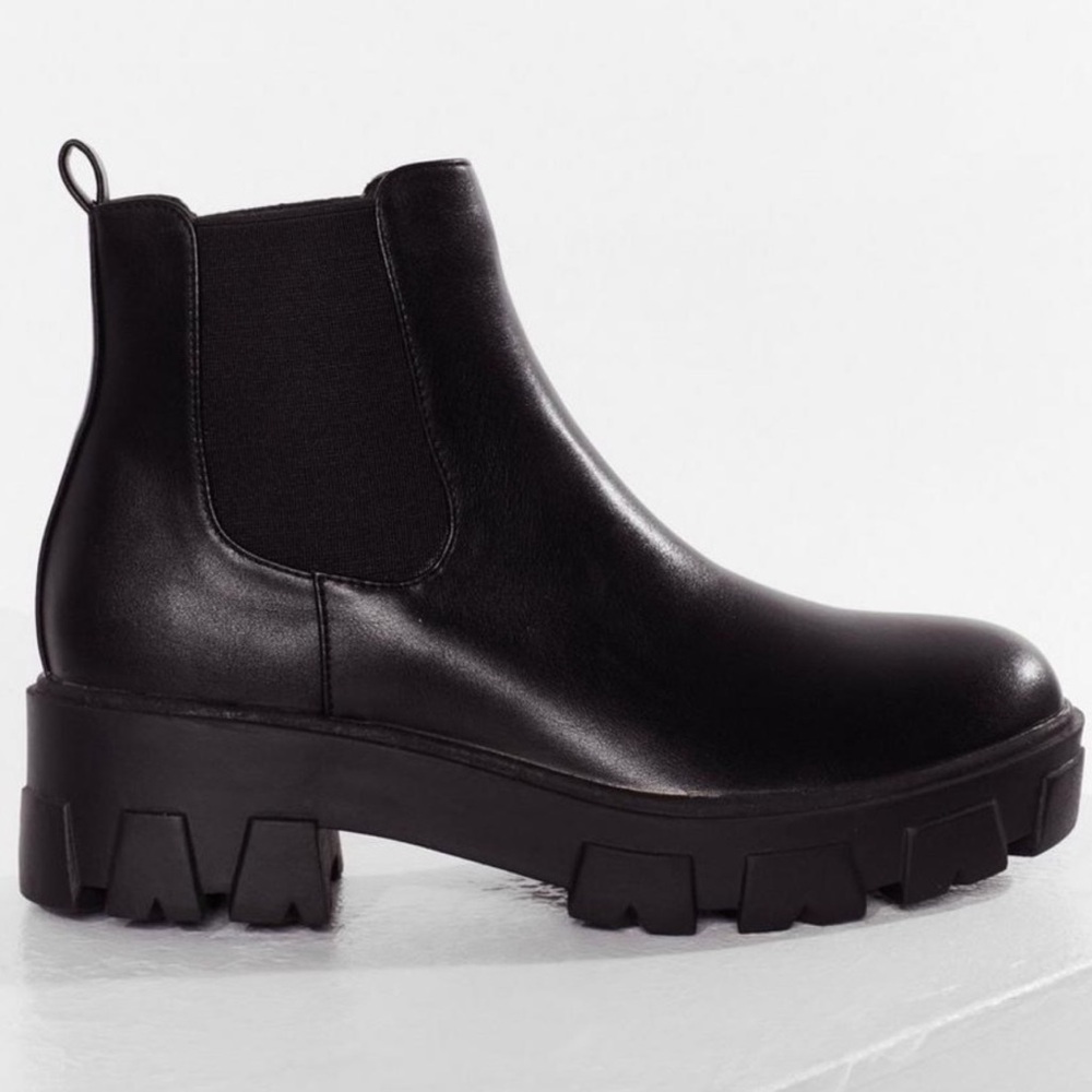 Nasty Gal Black Ankle Booties with Chunky Sole